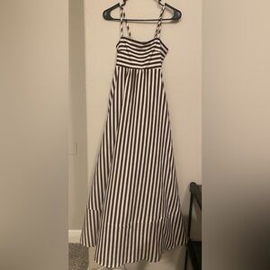 Commense Striped Pleated Cami Long Dress